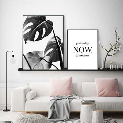 Modern Minimalist Black and White Plant Wall Art