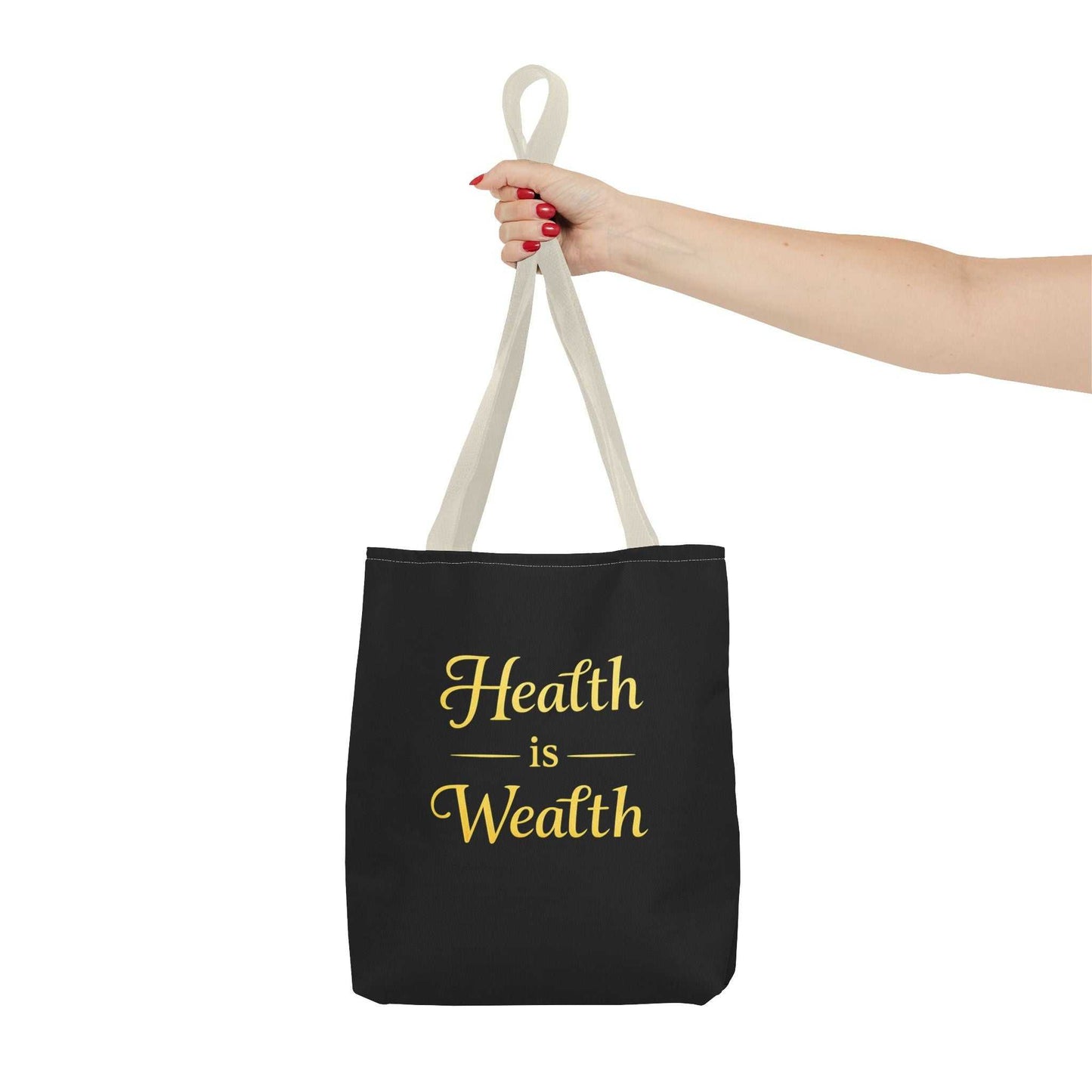 Health Is Wealth Tote Bag — Inspirational Wellness Grocery & Everyday Carry Tote - luxuryhomedecoridea.com