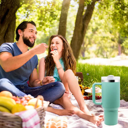 1200ML Insulated Travel Mug with Handle and Straw