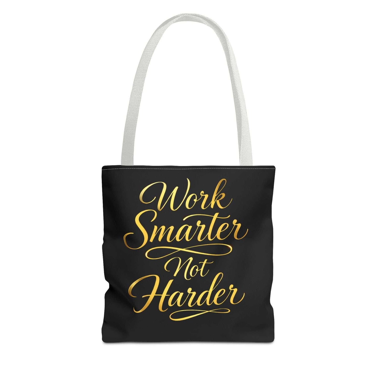 Tote Bag — "Work Smarter Not Harder" Gold Script Motivational Tote - luxuryhomedecoridea.com