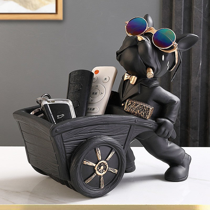 Key Holder and Decorative Tray with Bulldog Design