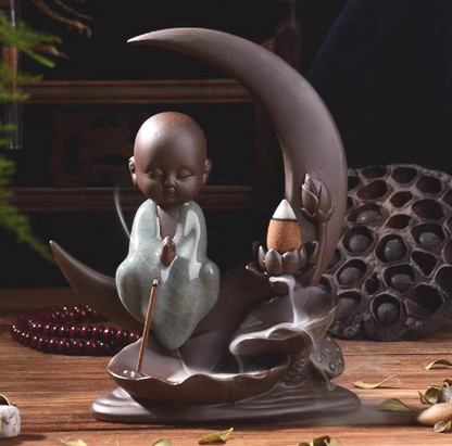 Ceramic Backflow Incense Burner Zen Home Decor Piece