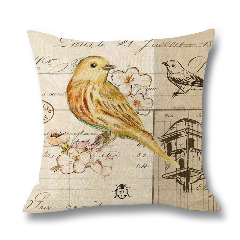 Printed Linen Throw Pillow Case for Waist Support