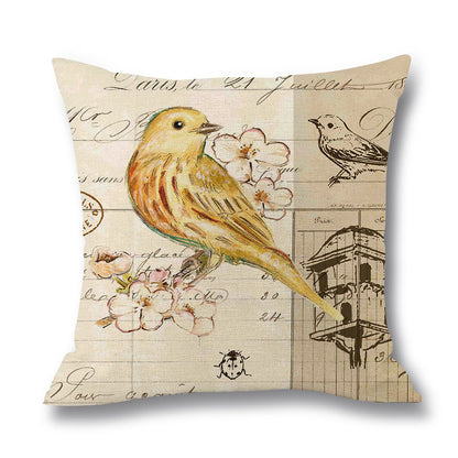 Printed Linen Throw Pillow Case for Waist Support