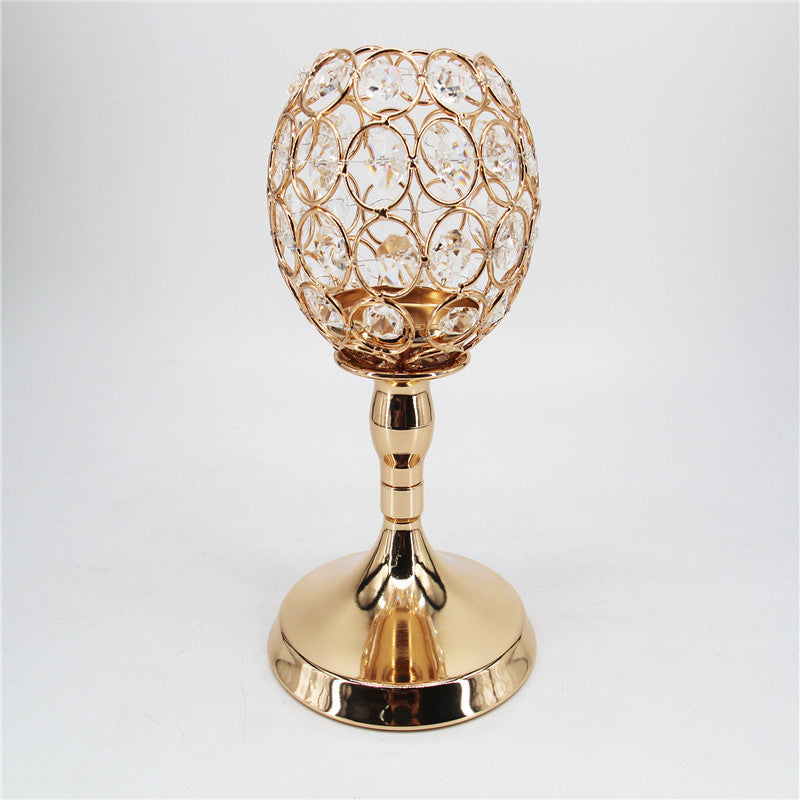 Creative Gold Crystal Candle Holder for Romantic Decor