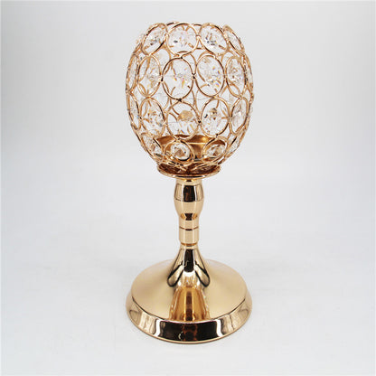 Creative Gold Crystal Candle Holder for Romantic Decor