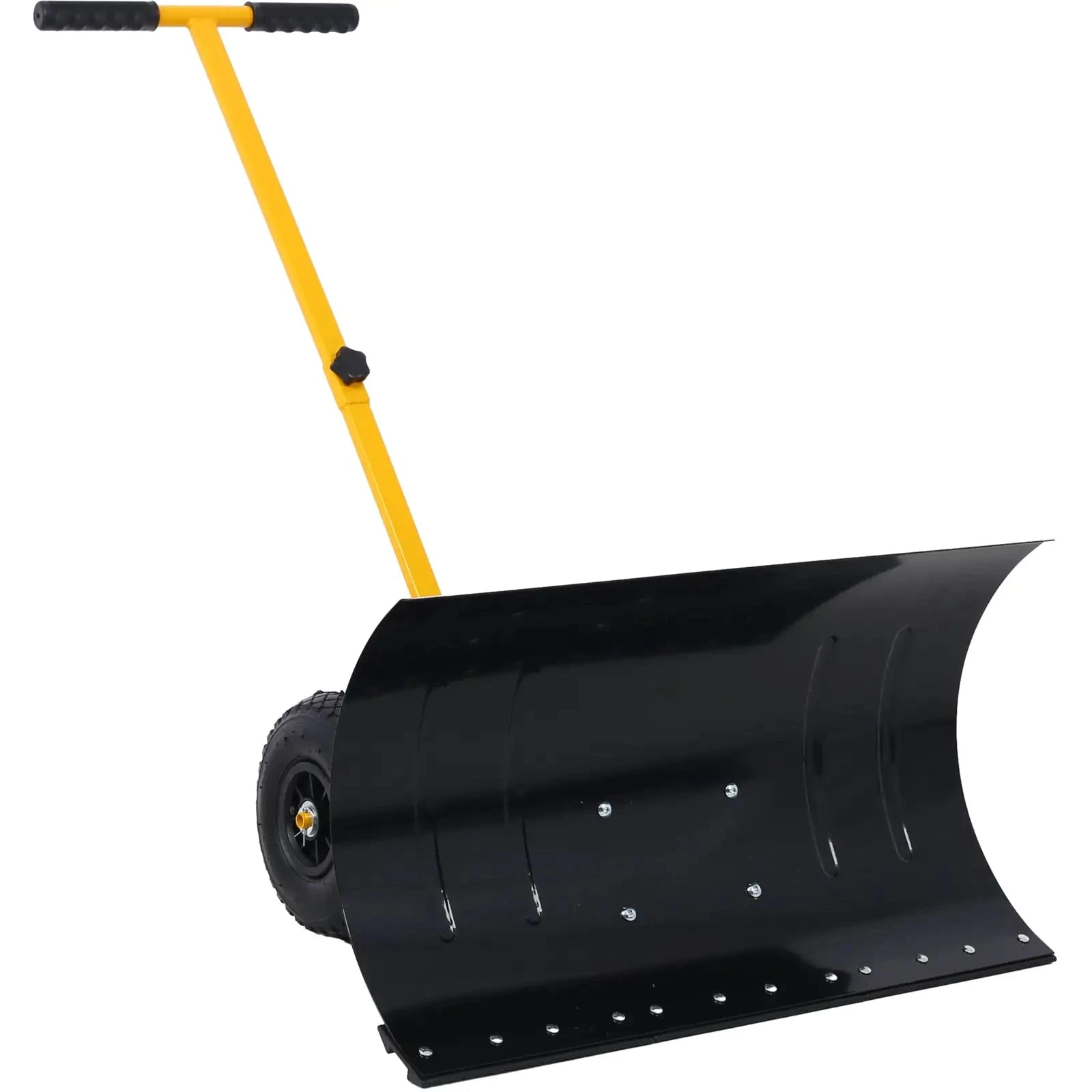 Winter Snow Pusher Shovel With Wheels 24 In Durable Metal Snow Plow For Driveway - luxuryhomedecoridea.com