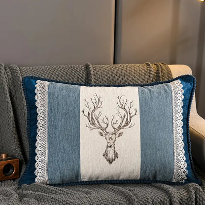 Moose Pattern Jacquard Throw Pillow Cover (1pc)