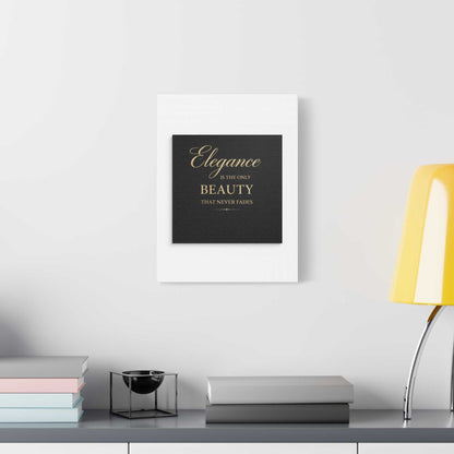Elegance Is the Only Beauty Wall Canvas — Gold Script Quote Matte Stretched Canvas - luxuryhomedecoridea.com