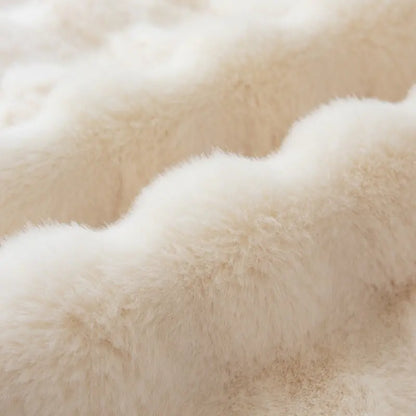 French Cream Bubble Massage Plush Window Cushion Mat