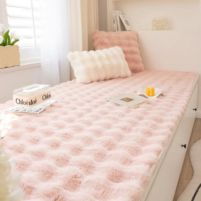 French Cream Bubble Massage Plush Window Cushion Mat