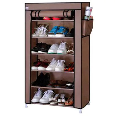 Dustproof Shoe Cabinet with Steel Pipe Frame and Shelves