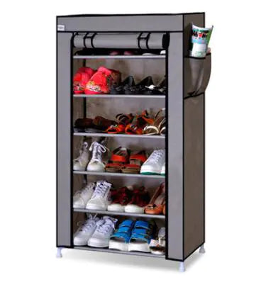Dustproof Shoe Cabinet with Steel Pipe Frame and Shelves