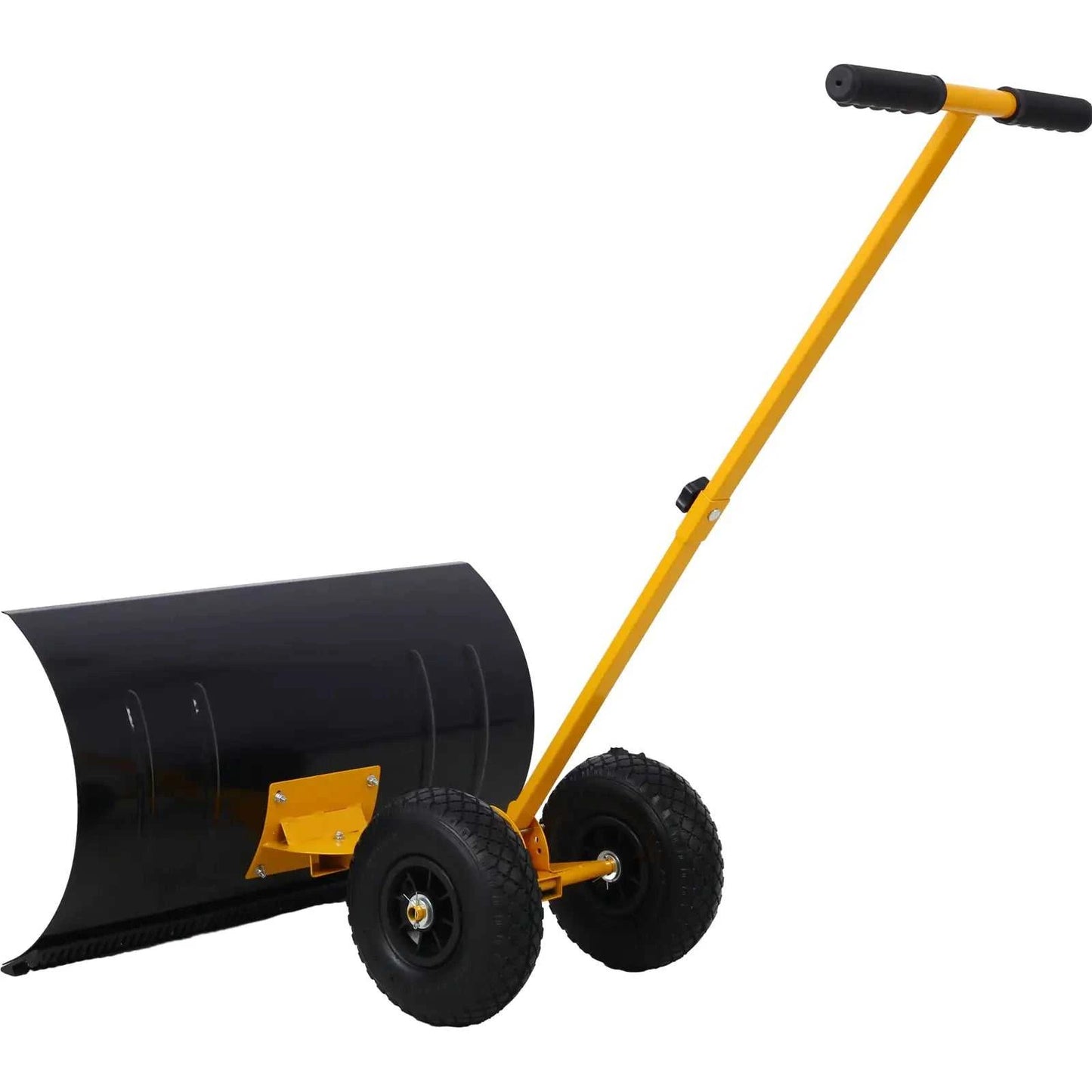 Winter Snow Pusher Shovel With Wheels 24 In Durable Metal Snow Plow For Driveway - luxuryhomedecoridea.com