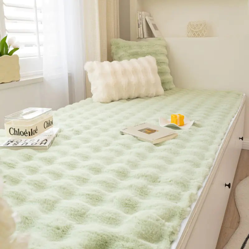 French Cream Bubble Massage Plush Window Cushion Mat