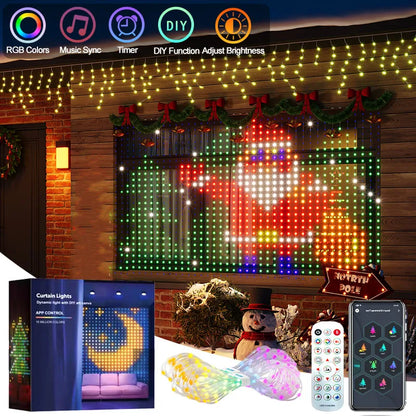APP Controlled 16 Million Colors RGB LED Curtain Lights Holiday Party Decoration