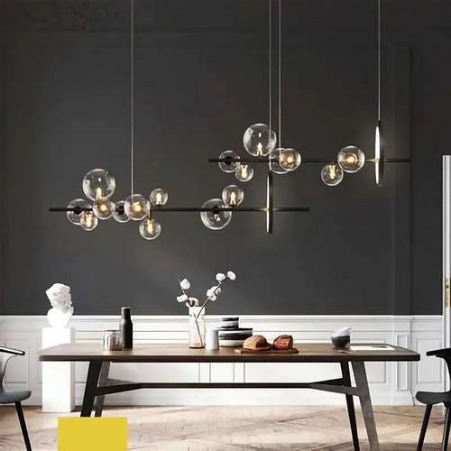 Contemporary LED Glass Ball Pendant Lamps - Elegant Lighting for Dining, Kitchen, and Home Decor