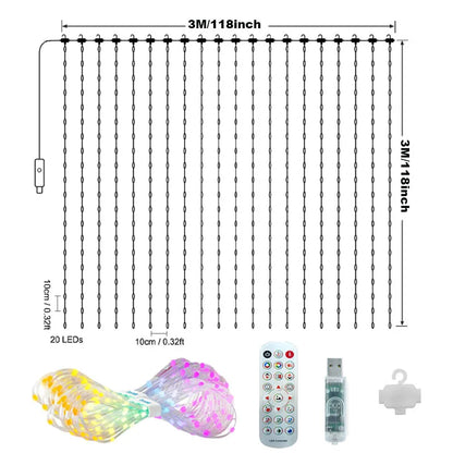 APP Controlled 16 Million Colors RGB LED Curtain Lights Holiday Party Decoration