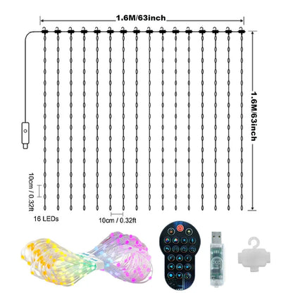 APP Controlled 16 Million Colors RGB LED Curtain Lights Holiday Party Decoration