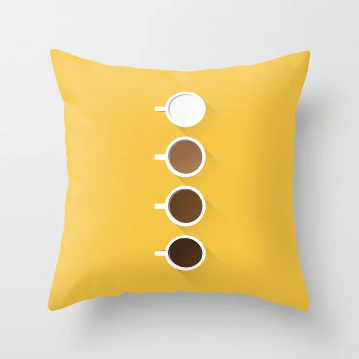Yellow Cartoon Checkered Cushion Cover for Home Decor