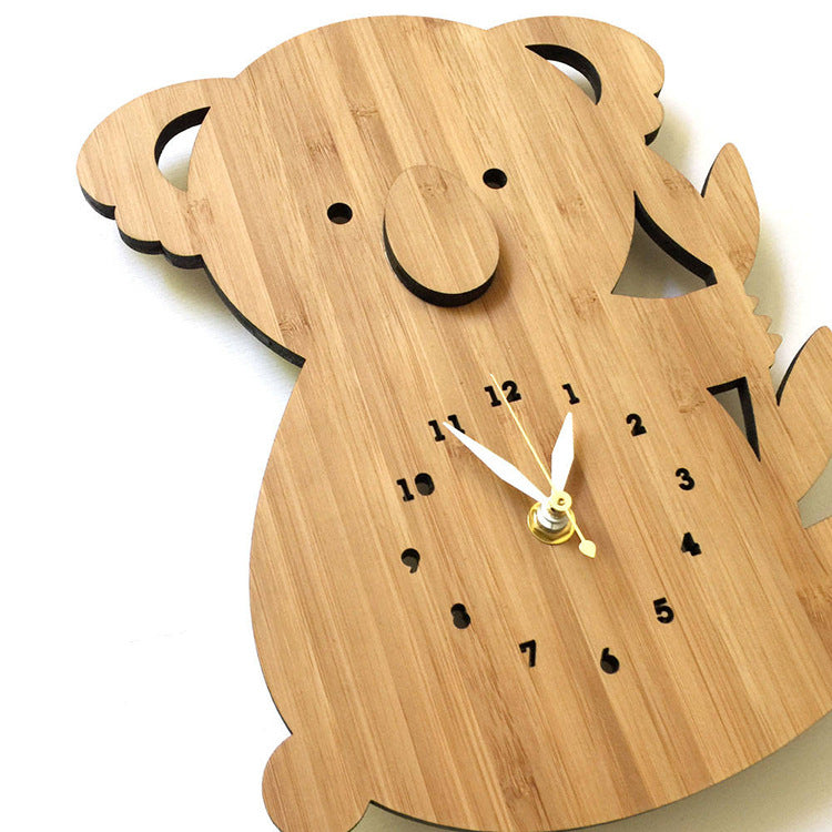 Bamboo Koala Bear Wall Clock - Quartz Decoration Clock