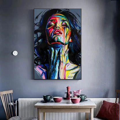 Colorful Abstract Woman Canvas Painting Wall Art 19.7x27.6"