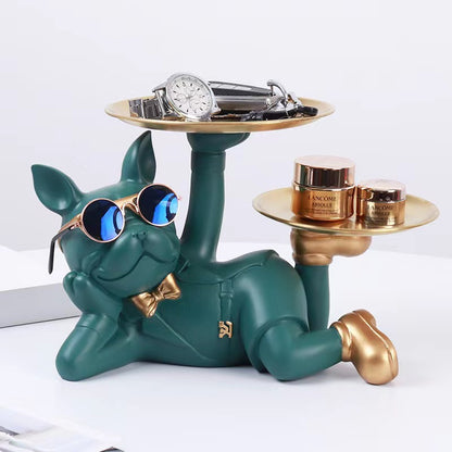 Key Holder and Decorative Tray with Bulldog Design