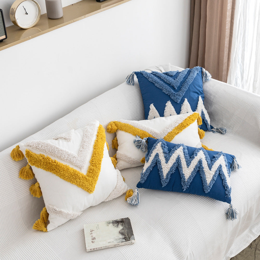 Bohemian Colorful Geometric Embroidered Throw Pillow