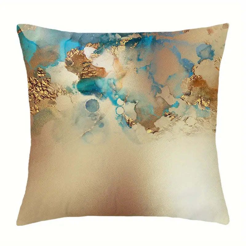Golden Watercolor Plush Throw Pillow Cover 17.72"