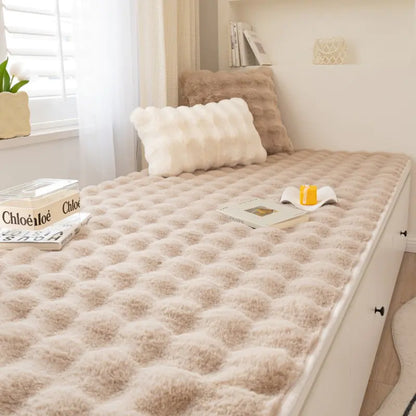 French Cream Bubble Massage Plush Window Cushion Mat