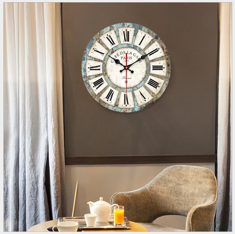 European Style Creative Wall Clock - Vintage Wooden Quartz Clock