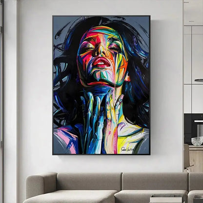 Colorful Abstract Woman Canvas Painting Wall Art 19.7x27.6"