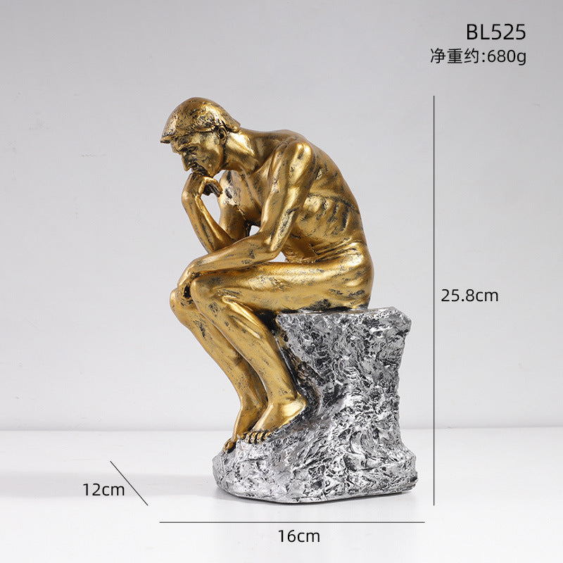 European Thinker Sculpture - Creative Home Decor Accent