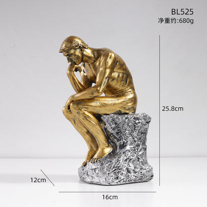 European Thinker Sculpture - Creative Home Decor Accent