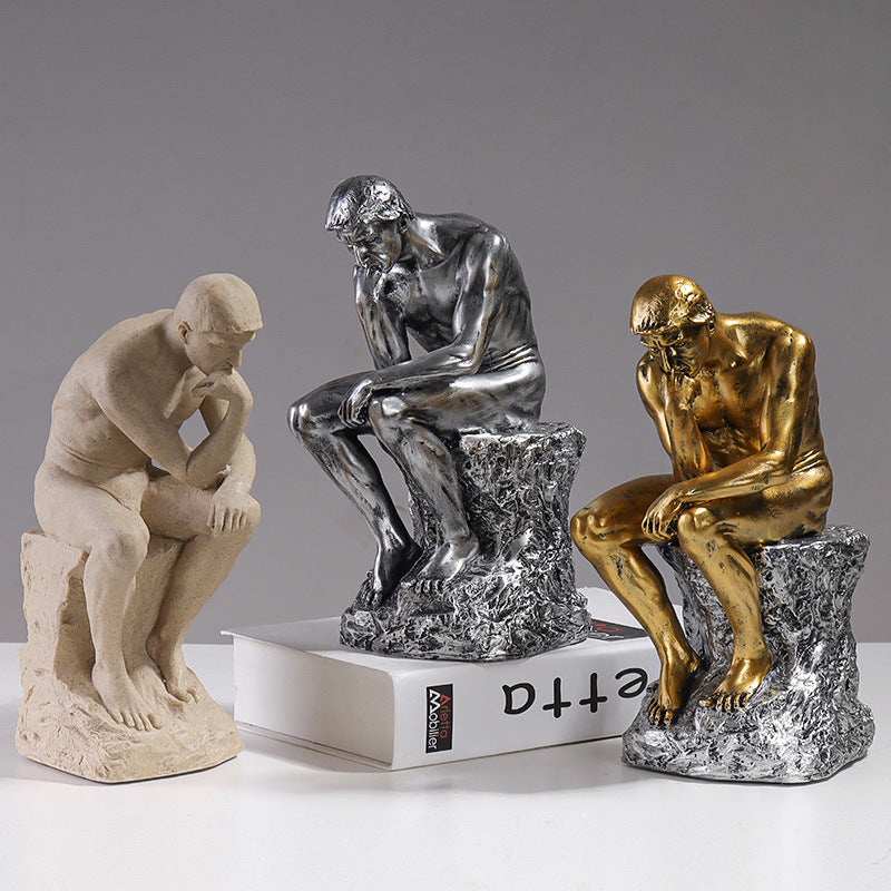 European Thinker Sculpture - Creative Home Decor Accent