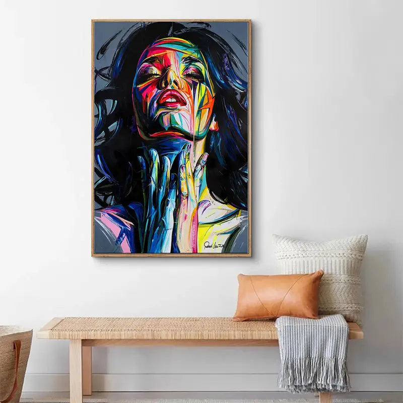 Colorful Abstract Woman Canvas Painting Wall Art 19.7x27.6"