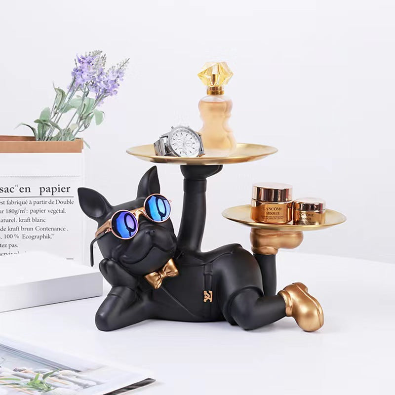 Key Holder and Decorative Tray with Bulldog Design