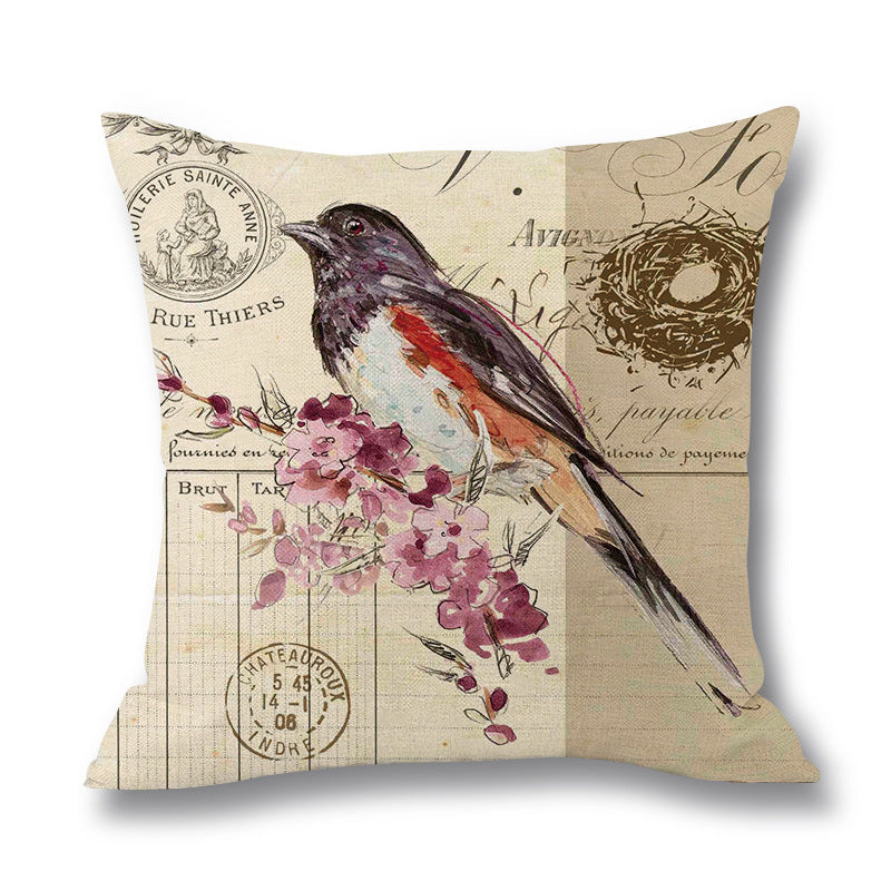 Printed Linen Throw Pillow Case for Waist Support