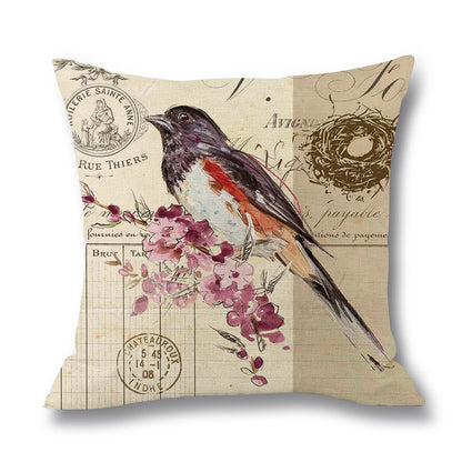Printed Linen Throw Pillow Case for Waist Support