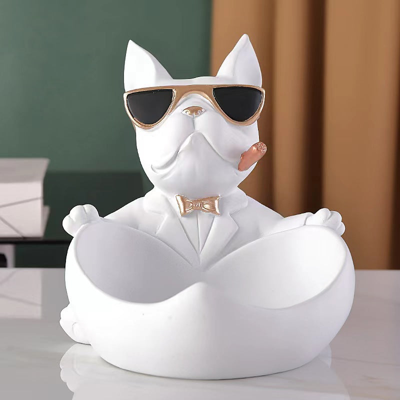 Key Holder and Decorative Tray with Bulldog Design