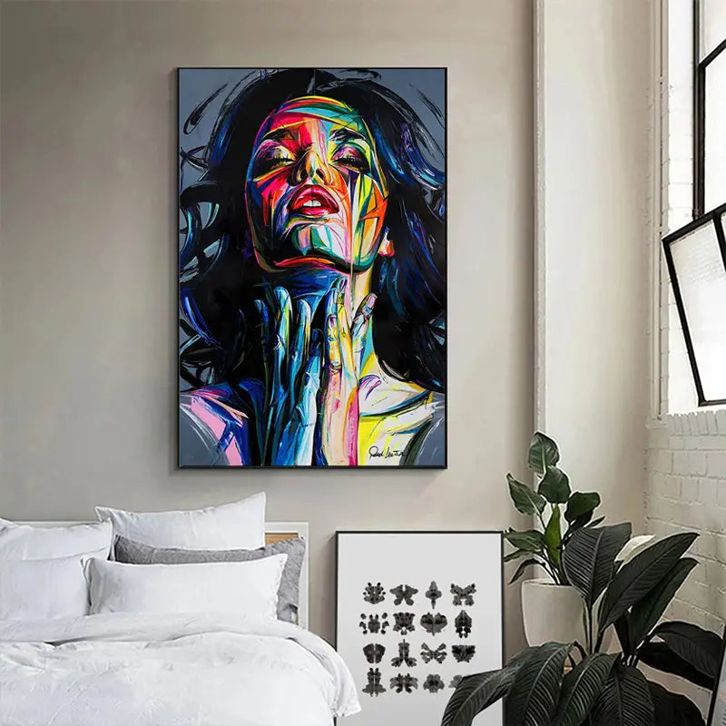 Colorful Abstract Woman Canvas Painting Wall Art 19.7x27.6"