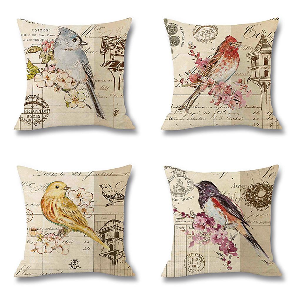 Printed Linen Throw Pillow Case for Waist Support