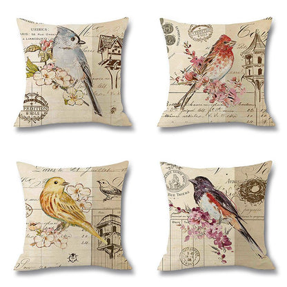 Printed Linen Throw Pillow Case for Waist Support