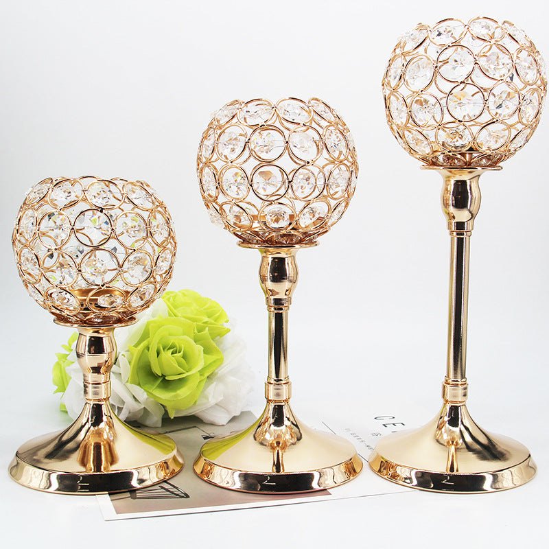 Creative Gold Crystal Candle Holder for Romantic Decor