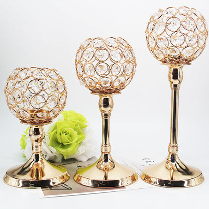 Creative Gold Crystal Candle Holder for Romantic Decor