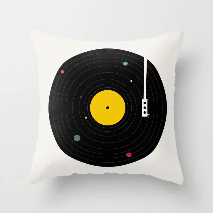Yellow Cartoon Checkered Cushion Cover for Home Decor