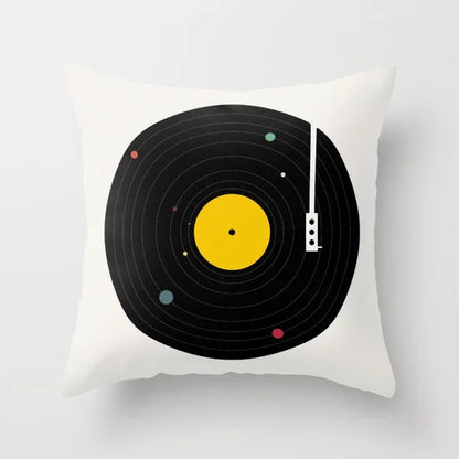 Yellow Cartoon Checkered Cushion Cover for Home Decor