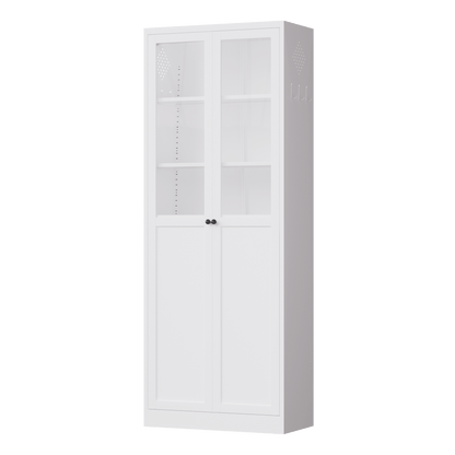 72" Metal Kitchen Pantry Cabinet with Doors & Shelves, Tall Heavy-Duty Adjustable Storage Organizer, Tool-Free Assembly Freestanding Cabinet for Living Room, Bathroom, White - luxuryhomedecoridea.com