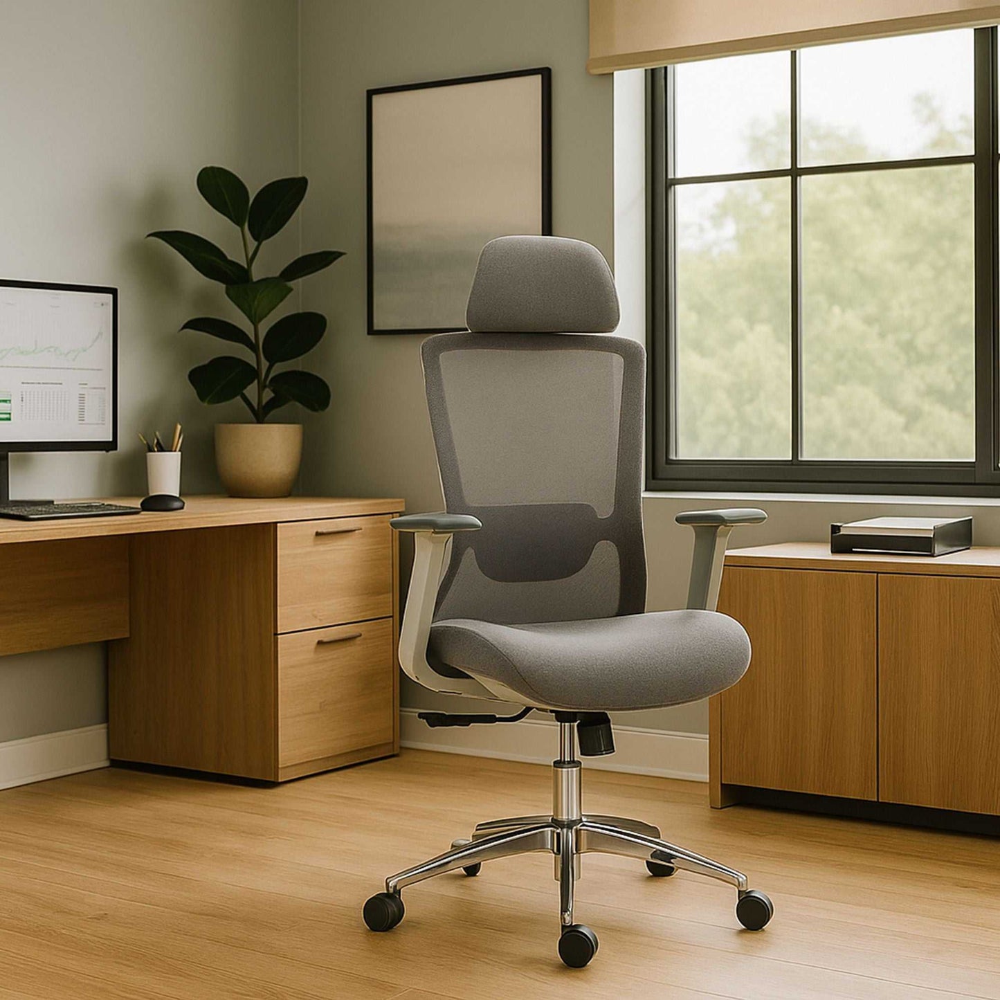 Ergonomic Mesh Office Chair with Adjustable Headrest and Lumbar Support, Breathable Back Design for Home and Office Use 8322H - luxuryhomedecoridea.com