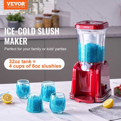 VEVOR Slushy Machine for Home, 32oz Tank Home-use Margarita Machine, Smoothie Frozen Drink Maker with Food-grade Materials, Slushie Machine for Home DIY, Kids' Parties, Red - luxuryhomedecoridea.com